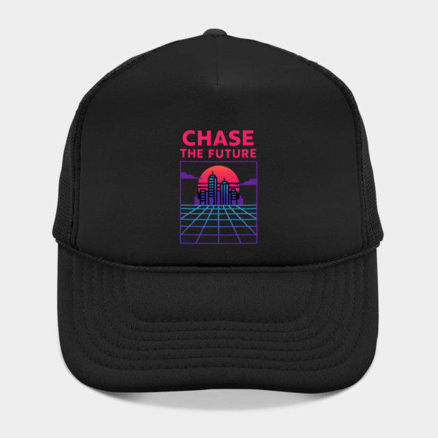 “Chase the Future – Retrowave Neon City Artwork by MakerMind8.2