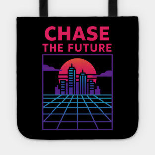 “Chase the Future – Retrowave Neon City Artwork Tote
