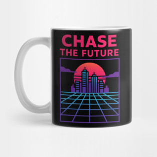 “Chase the Future – Retrowave Neon City Artwork Mug