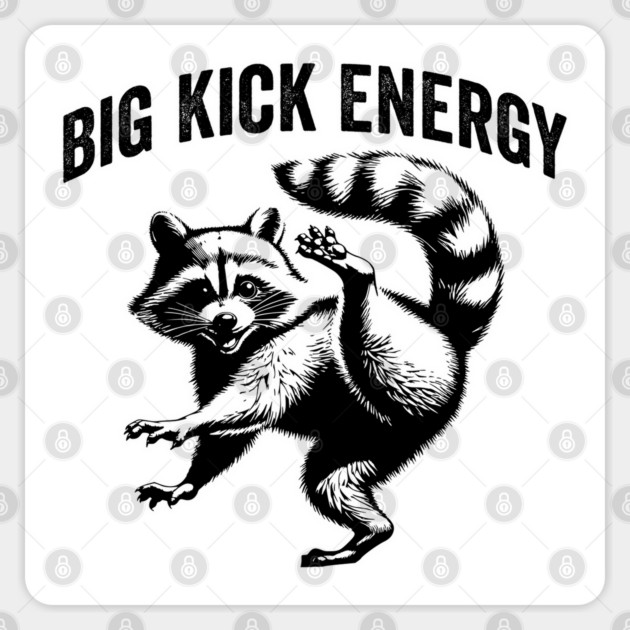 Big Kick Energy, funny raccoon kickboxing design Sticker by Luxinda