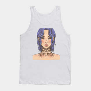 Tattoo Girl Graphic ABG Snake Tattoo Cute Pin Up Girl Cartoon Grunge chick cute Emo Girl Tank Top