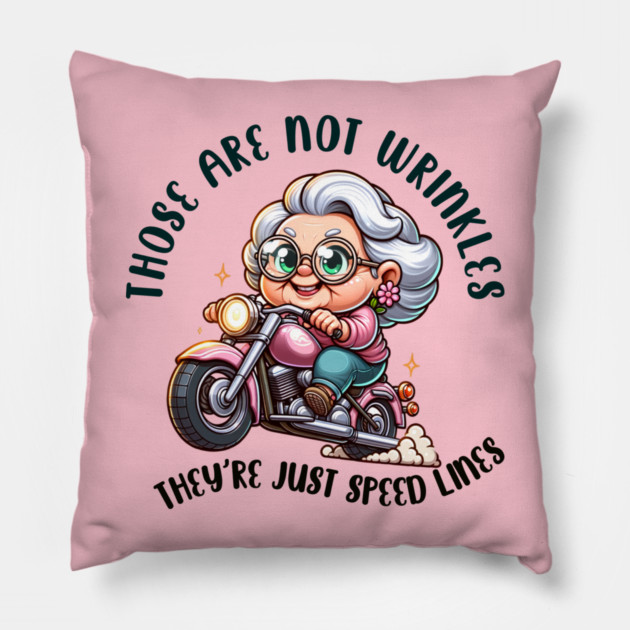Those are not wrinkles, they're just speed lines Pillow by Kathy Hawke