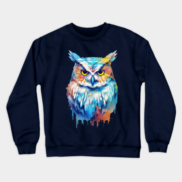 Owl Watercolor Crewneck Sweatshirt by Kathy Hawke