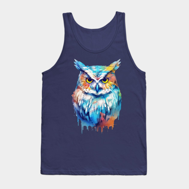 Owl Watercolor Tank Top by Kathy Hawke