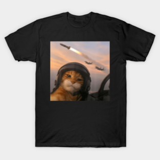 Selfie Squad Cat Fighter Pilot Gen Z Humor T-Shirt