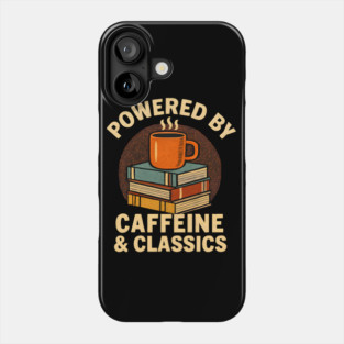 Powered By Caffeine & Classics Book Worm Coffee Retro Phone Case