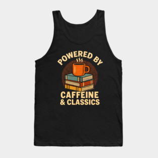 Powered By Caffeine & Classics Book Worm Coffee Retro Tank Top