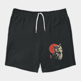 Intense Owl Stare Portrait Vintage Ukiyo-e Art Shorts