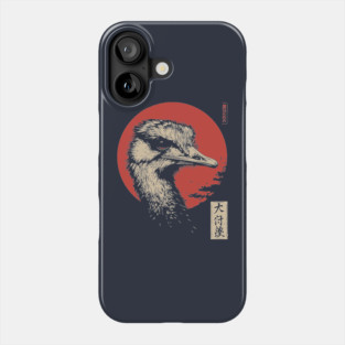 Contemplative Ostrich Portrait Ukiyo-e Nature Art Phone Case