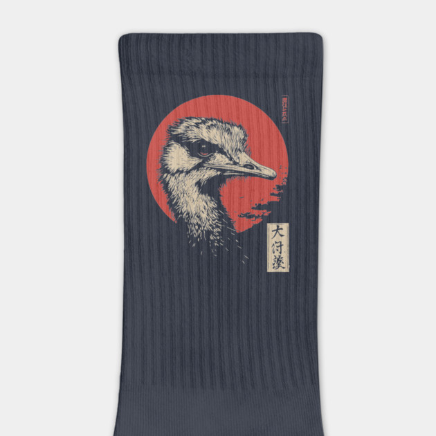 Contemplative Ostrich Portrait Ukiyo-e Nature Art by TuncGK