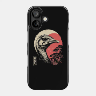 Intense Ostrich Portrait Vintage Japanese Art Phone Case