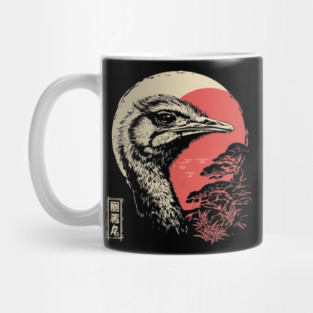 Intense Ostrich Portrait Vintage Japanese Art Mug
