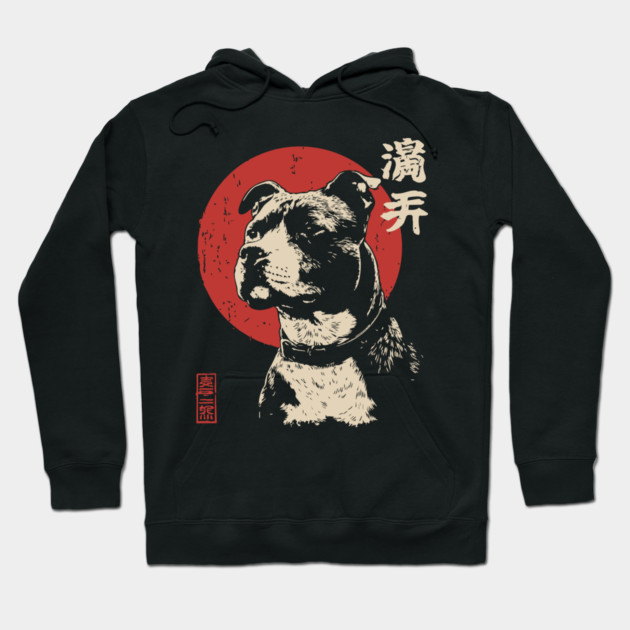 Soulful Pitbull Portrait Vintage Dog Lover Art Hoodie by TuncGK