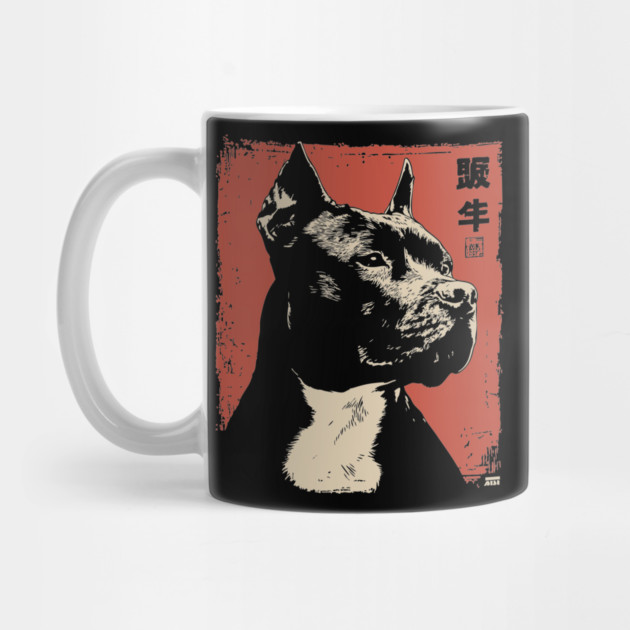 Noble Pitbull Portrait Vintage Japanese Art Style by TuncGK