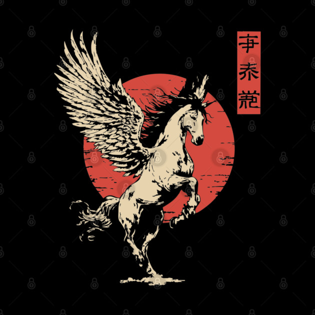 Mythical Pegasus Vintage Greek Mythology Art by TuncGK