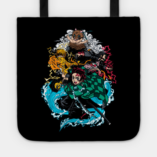 Demon Slayer Main Four in Action Tote by Otaku Vibes