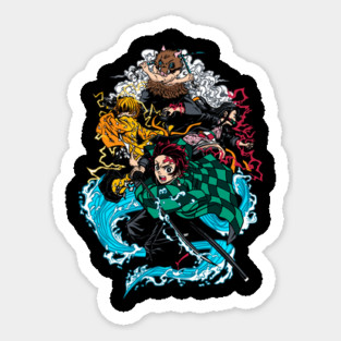 Demon Slayer Main Four in Action Magnet