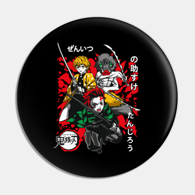 Demon Slayer Tanjiro, Zenitsu and Inosuke Art Pin by Otaku Vibes