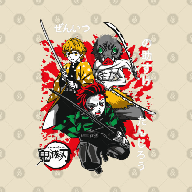 Demon Slayer Tanjiro, Zenitsu and Inosuke Art by Otaku Vibes