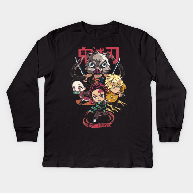 Chibi Demon Slayer Characters Kids Long Sleeve T-Shirt by Otaku Vibes