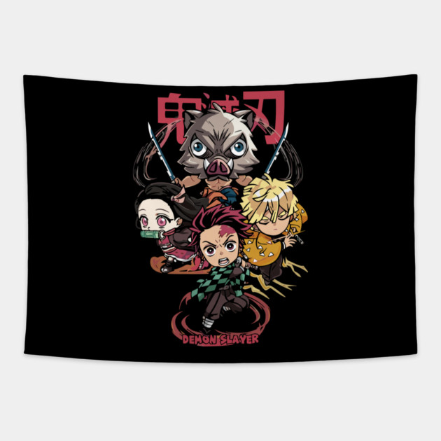 Chibi Demon Slayer Characters Tapestry by Otaku Vibes