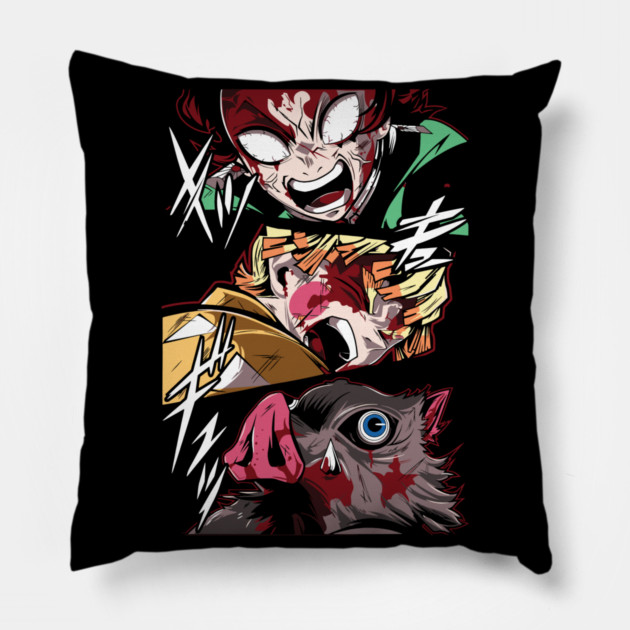 Demon Slayer Rage Trio - Tanjiro, Zenitsu and Inosuke Pillow by Otaku Vibes