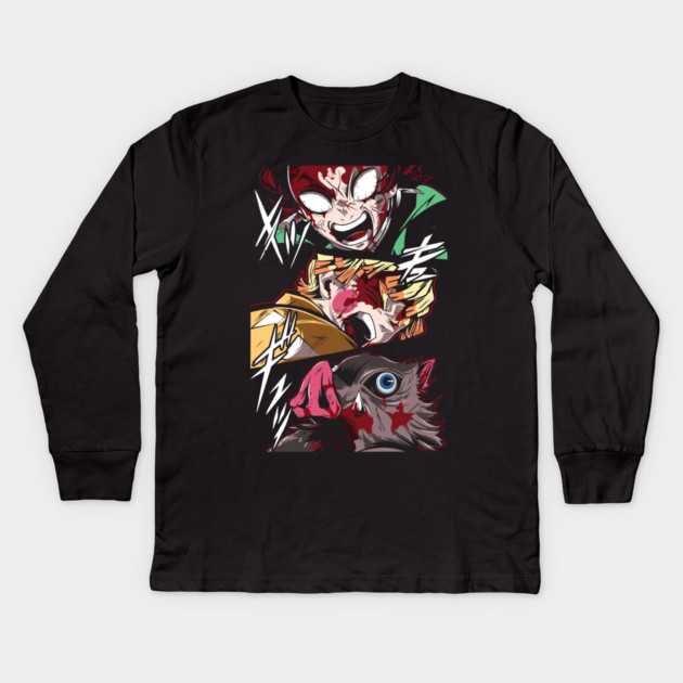 Demon Slayer Rage Trio - Tanjiro, Zenitsu and Inosuke Kids Long Sleeve T-Shirt by Otaku Vibes
