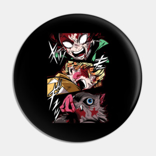 Demon Slayer Rage Trio - Tanjiro, Zenitsu and Inosuke Pin