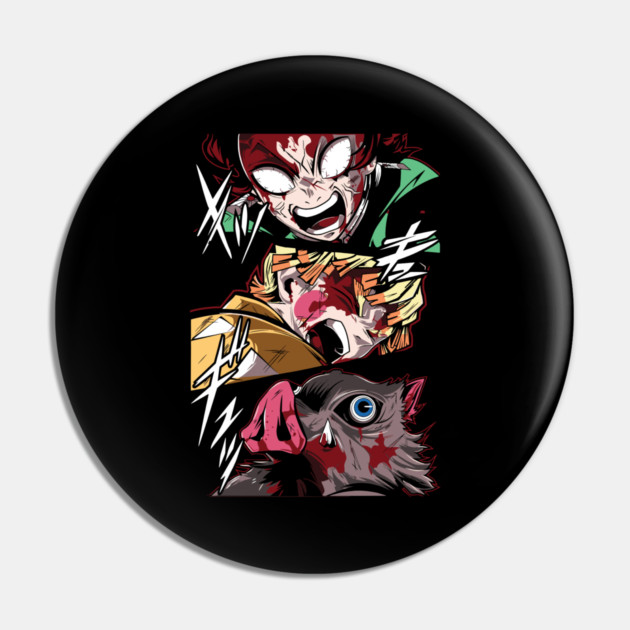 Demon Slayer Rage Trio - Tanjiro, Zenitsu and Inosuke Pin by Otaku Vibes