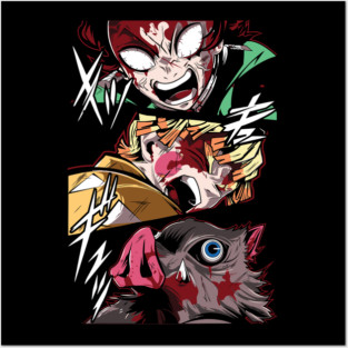 Demon Slayer Rage Trio - Tanjiro, Zenitsu and Inosuke Posters and Art