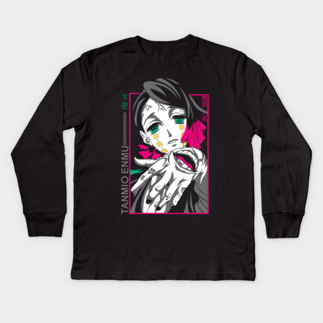 Demon Slayer Enmu Neon Frame Kids Long Sleeve T-Shirt by Otaku Vibes