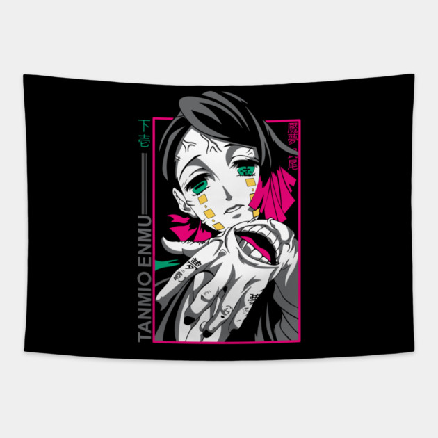 Demon Slayer Enmu Neon Frame Tapestry by Otaku Vibes
