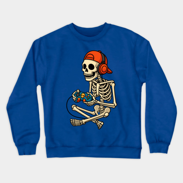 Skeleton Gamer Halloween Crewneck Sweatshirt by The WYLD Tribe