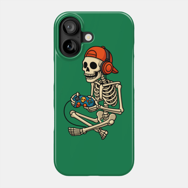 Skeleton Gamer Halloween Phone Case by The WYLD Tribe