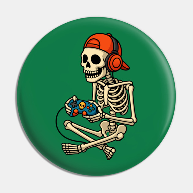 Skeleton Gamer Halloween Pin by The WYLD Tribe