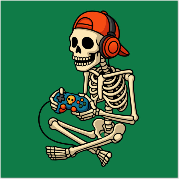 Skeleton Gamer Halloween Wall Art by The WYLD Tribe