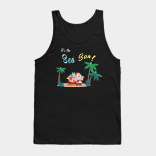 Mens Tis The Sea Sun Christmas In July Surfing Thanksgiving 1 Tank Top