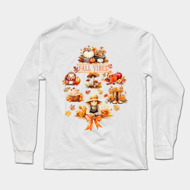 Watercolor Fall Vibes Long Sleeve T-Shirt by HolidayBug