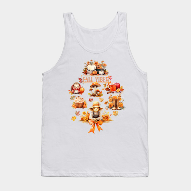 Watercolor Fall Vibes Tank Top by HolidayBug