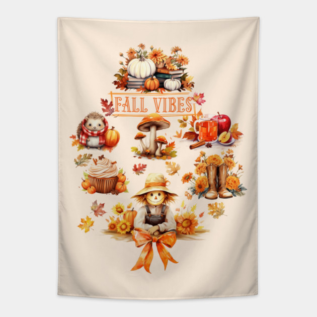 Watercolor Fall Vibes Tapestry by HolidayBug
