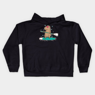 Guinea Pig Surfing Caviidae Guinea Pig Kids Hoodie