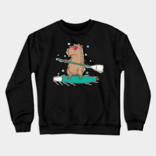 Guinea Pig Surfing Caviidae Guinea Pig Crewneck Sweatshirt