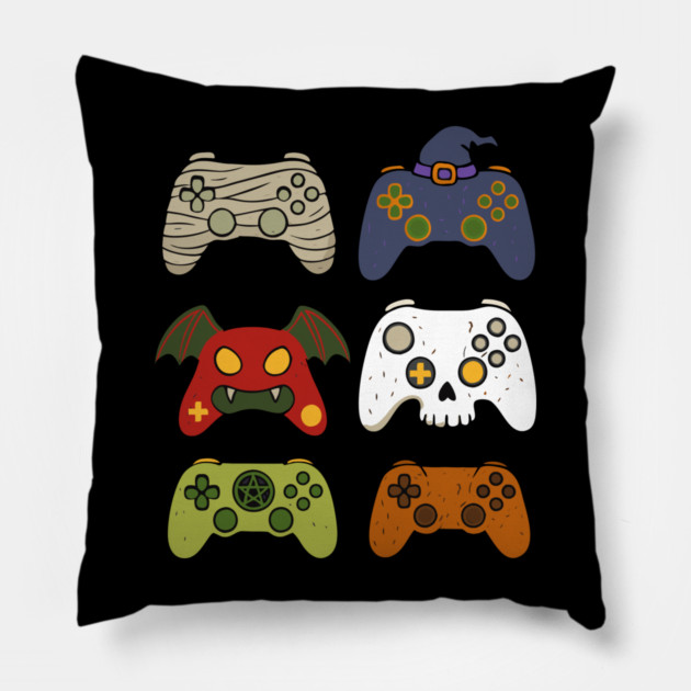 Gaming Controllers Halloween Pillow by The WYLD Tribe
