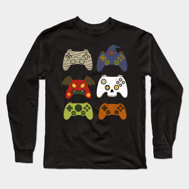 Gaming Controllers Halloween Long Sleeve T-Shirt by The WYLD Tribe
