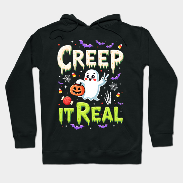 Creep It Real Funny Halloween Ghost Hoodie by MCALTees