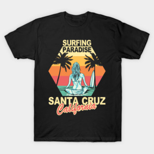 Santa Cruz California Surfing Paradise Girl Sunset 70s 80s T-Shirt