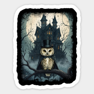 Twas a Dark and Scary Night, fun spooky Halloween owl design Magnet