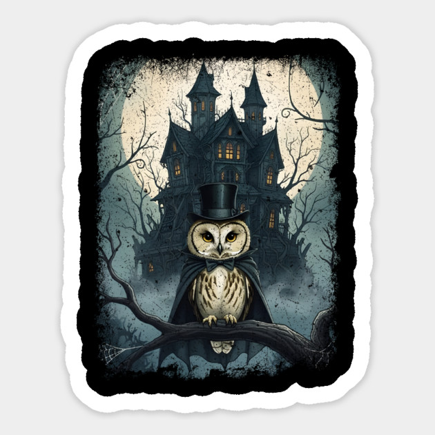 Twas a Dark and Scary Night, fun spooky Halloween owl design Magnet by Luxinda