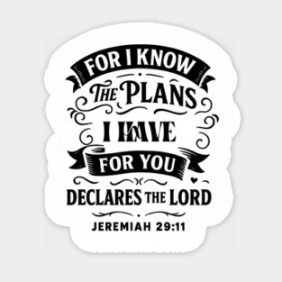 For I know the plans I have for you, declares the Lord. Magnet