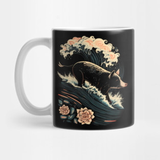 Surfing Pig Ocean Wave Surfer Gift Summer Beach Vacation Mug